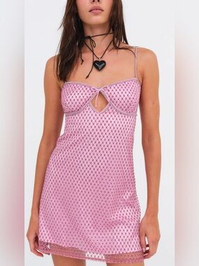 For Love And Lemons Pink Slip Dress & Matching Panty